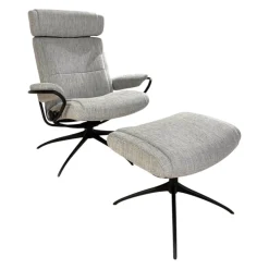 Relaxsessel Paris Stoff Line 11 Light Grey Grau Gestell Star Matt Schwarz Inklusive Hocker Und Kopfstütze