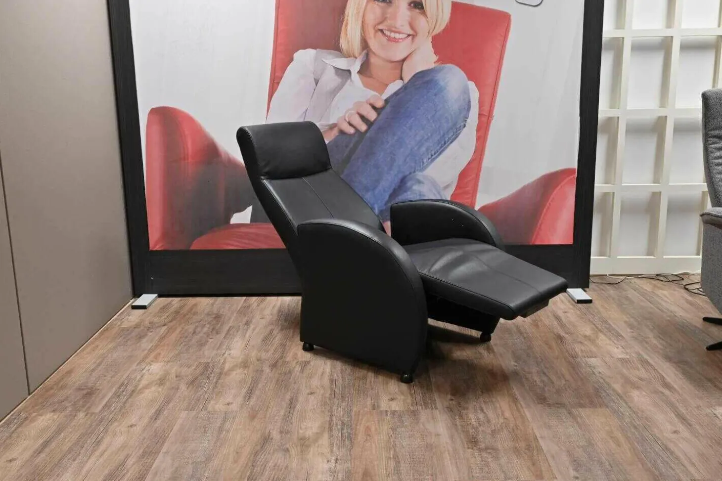 Relaxsessel Primo Leder Polo Schwarz mit Verstellfunktion