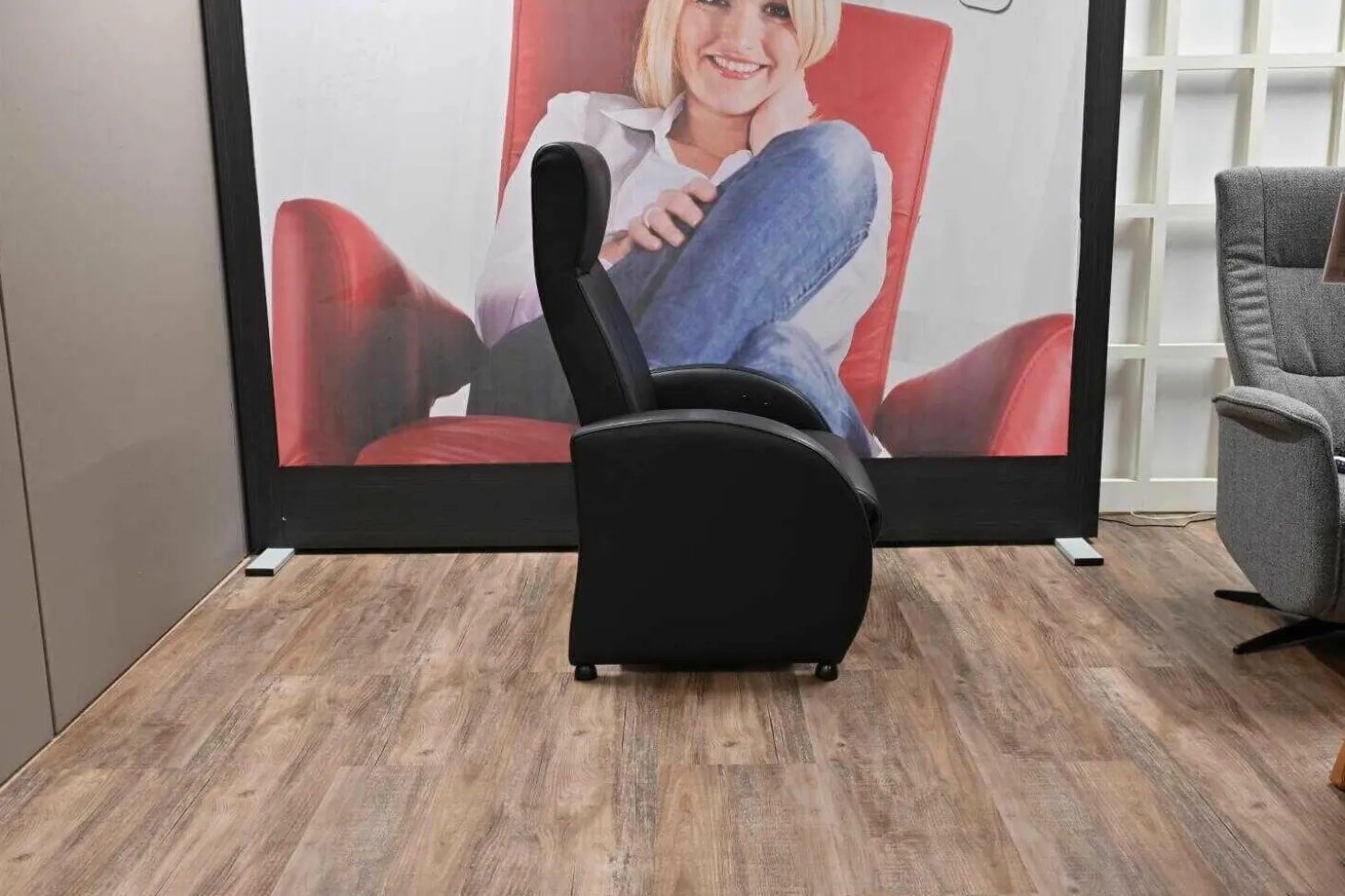 Relaxsessel Primo Leder Polo Schwarz mit Verstellfunktion