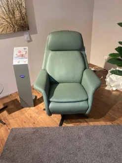 Relaxsessel Sam Leder 94 Paloma Fog 37 Grün mit elektrischer Relaxfunktion