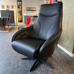 Relaxsessel Signa In Leder Runner Schwarz Mit 3-Motoren mit Akku Seperate Fußteil Rücken Und Kopf Verstellung