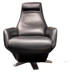 Relaxsessel Skye Leder K99 Black 6-Stern Elektro Drehgestell Perlglanz Verchromt