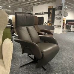 Relaxsessel Symphony JR 3860 Multi Move Medi Leder Celia Smoke Grau Braun 4 Stern Fuß Gewellt Schwarz Lackiert