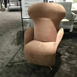 Relaxsessel Textilgewebe Mumble F2a C0013 Beige Schale Leder Nubuck Macchiato Braun Gestell Metall Beigerot Lackiert