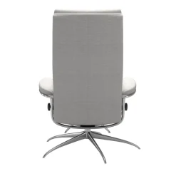 Relaxsessel Tokyo M Stoff Jasmin Light Gray Grau Base Star Aluminium Poliert Mit Hoher Rückenlehne Inklusive Hocker