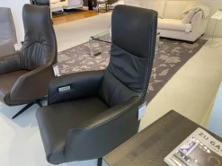 Relaxsessel Twice Leder Semira Schwarz Kreuzfuß Edelstahl 86