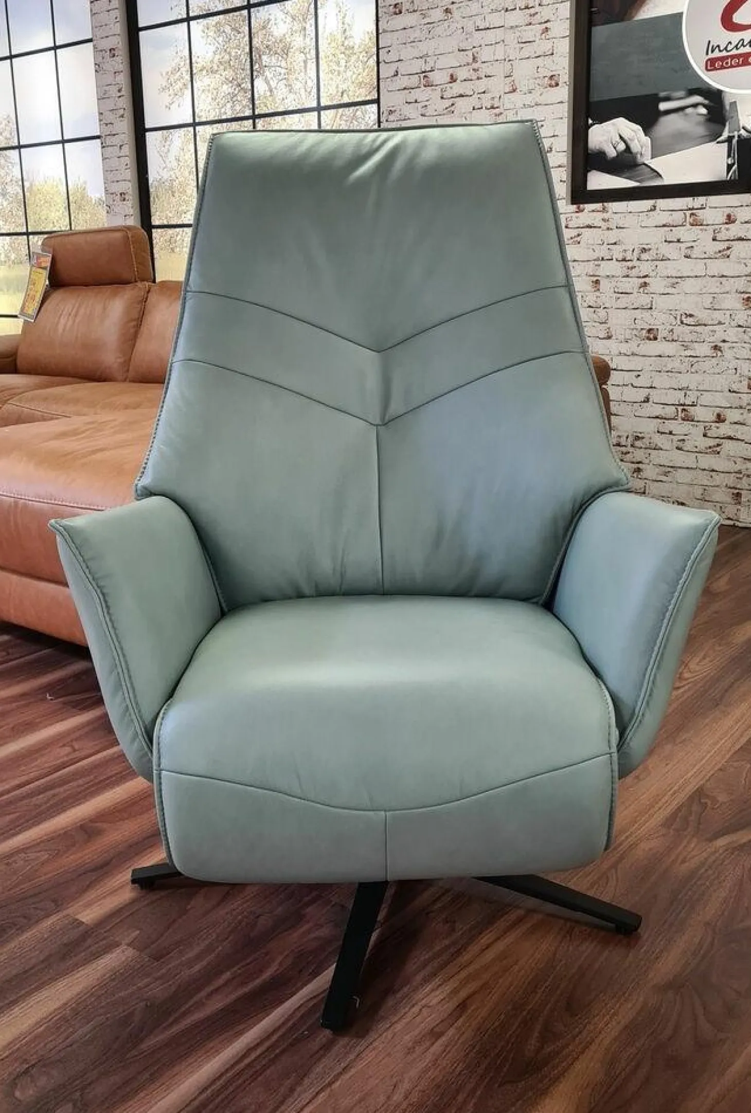 Relaxsessel 26V 2911 EM Hannover Leder Soft Nappa Jade Blau 3-Motorig Herz-Waage