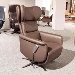 Relaxsessel Vegas Bezug Leder Dea 4040 Darkbrown Braun Sternfuss Schwarz Matt Mit 3 Motorischer Verstellung