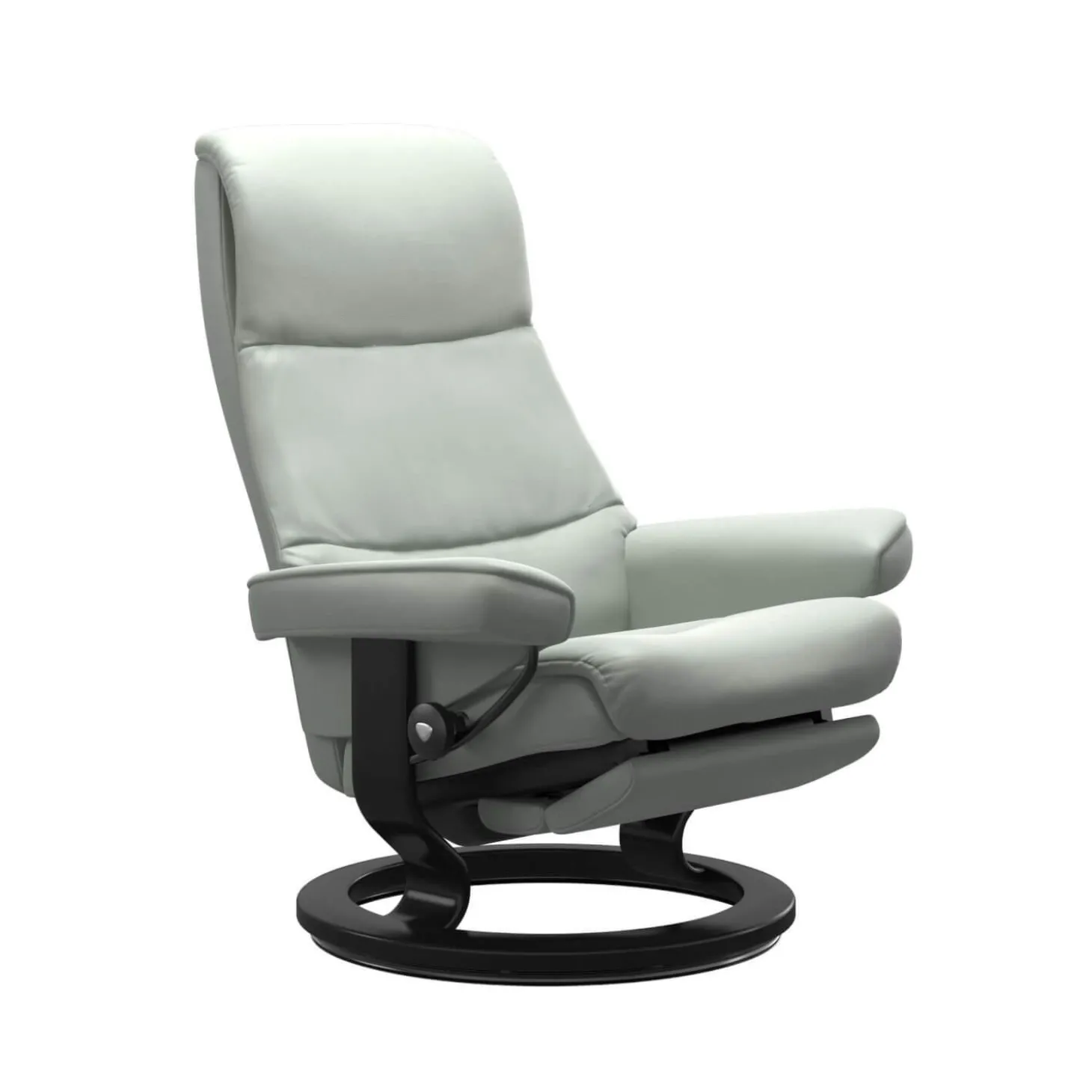 Relaxsessel View M Leder Paloma 73 Breezy Blue Blau Grau Gestell 05 Schwarz Classic Mit Power Leg And Back Funktion