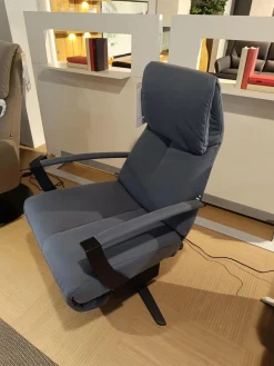 Relaxsessel WK 616 Carlos Leder G Davinci Night Blau Grau 4 Sternfuß Metall Black Schwarz Matt Mit Motorischer Kopfteilverstellung Und Aufstehhilfe