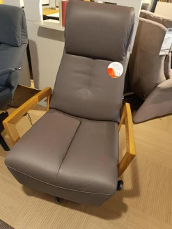 Relaxsessel WK 616 Carlos Leder Longlife E Soft Schlamm Braun Armelehnen Eiche Geölt 4 Sternfuß Metall Chrom Thermo Vital Infrarot Sitz Und Rückenheizung