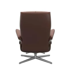 Relexsessel David M Cross Leder 094 Paloma Espresso 33 Dunkelbraun Gestell Walnuss 06 Füße Alu 40 Mit Hocker