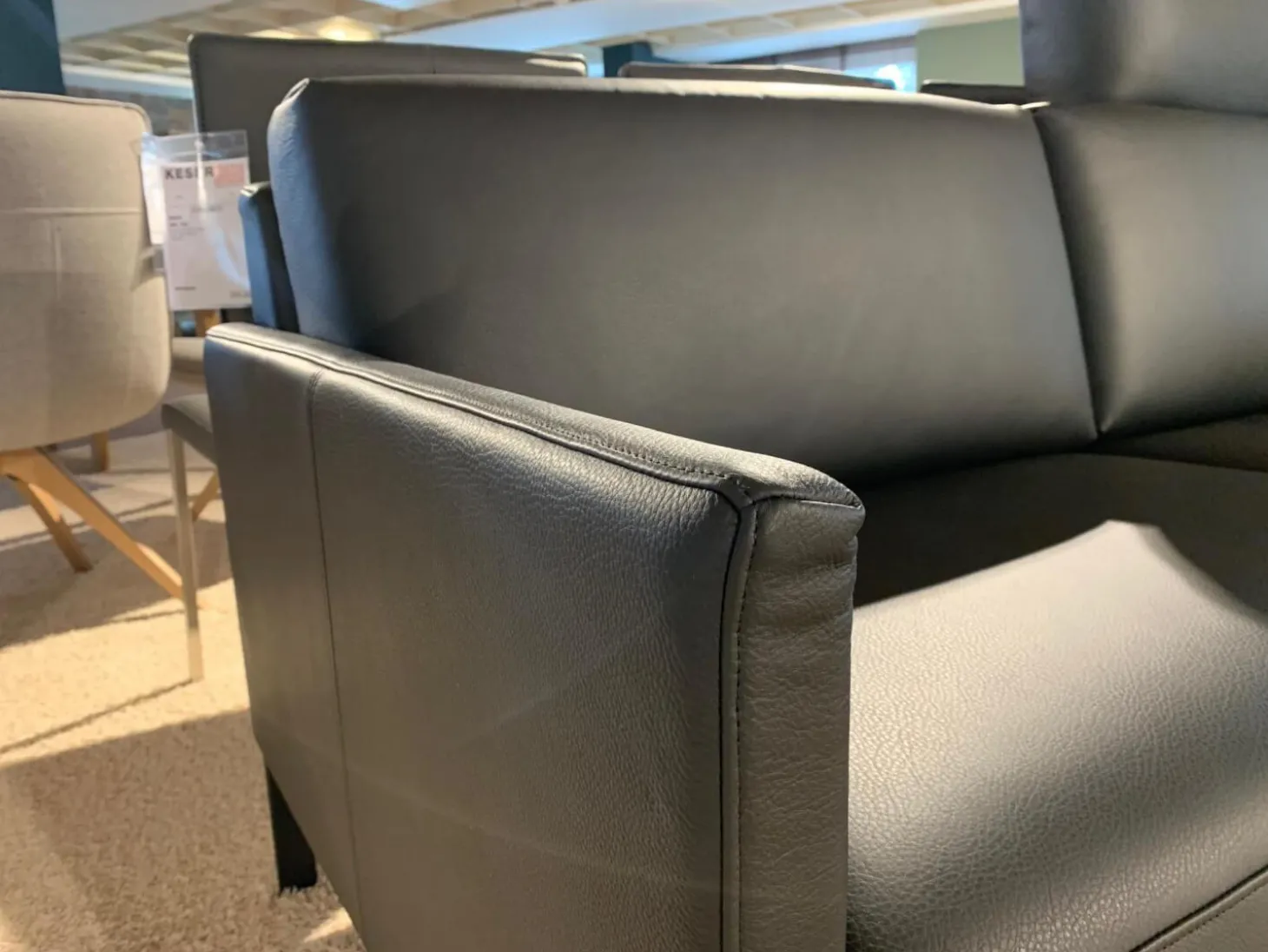 Rolf Benz Sofa Cara Leder 38.110 Schwarz Spange Stahl Schwarz