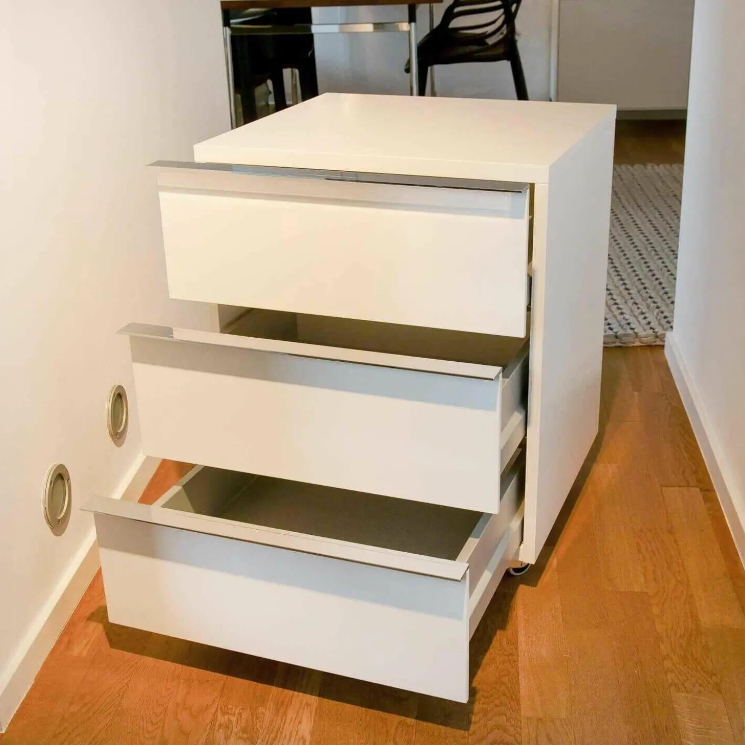 Rollcontainer Horizon Lack Weiß Matt mit 3 Laden