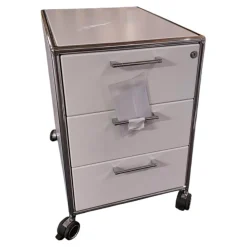 Rollcontainer Modul Space Melamin Weiß Metall Verchromt