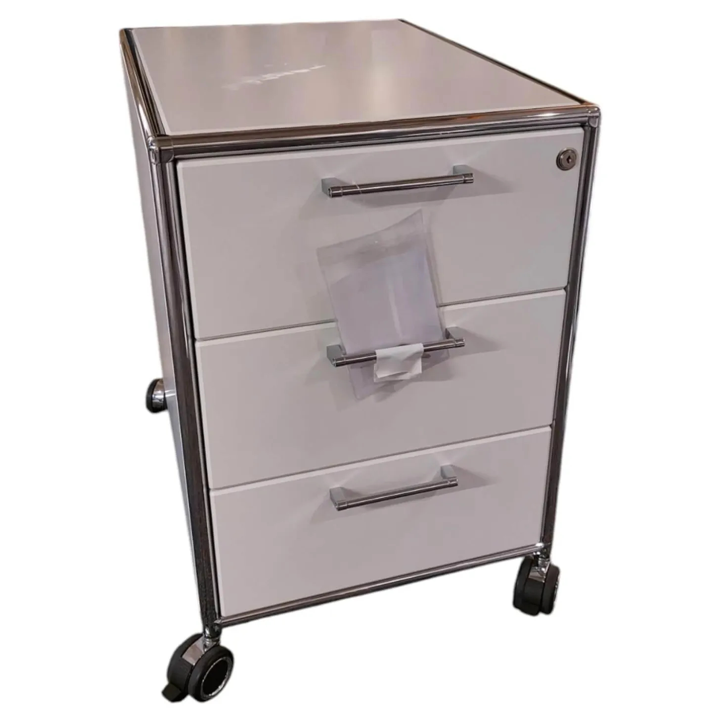 Rollcontainer Modul Space Melamin Weiß Metall Verchromt