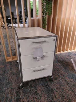 Rollcontainer Modul Space Melamin Weiß Metall Verchromt