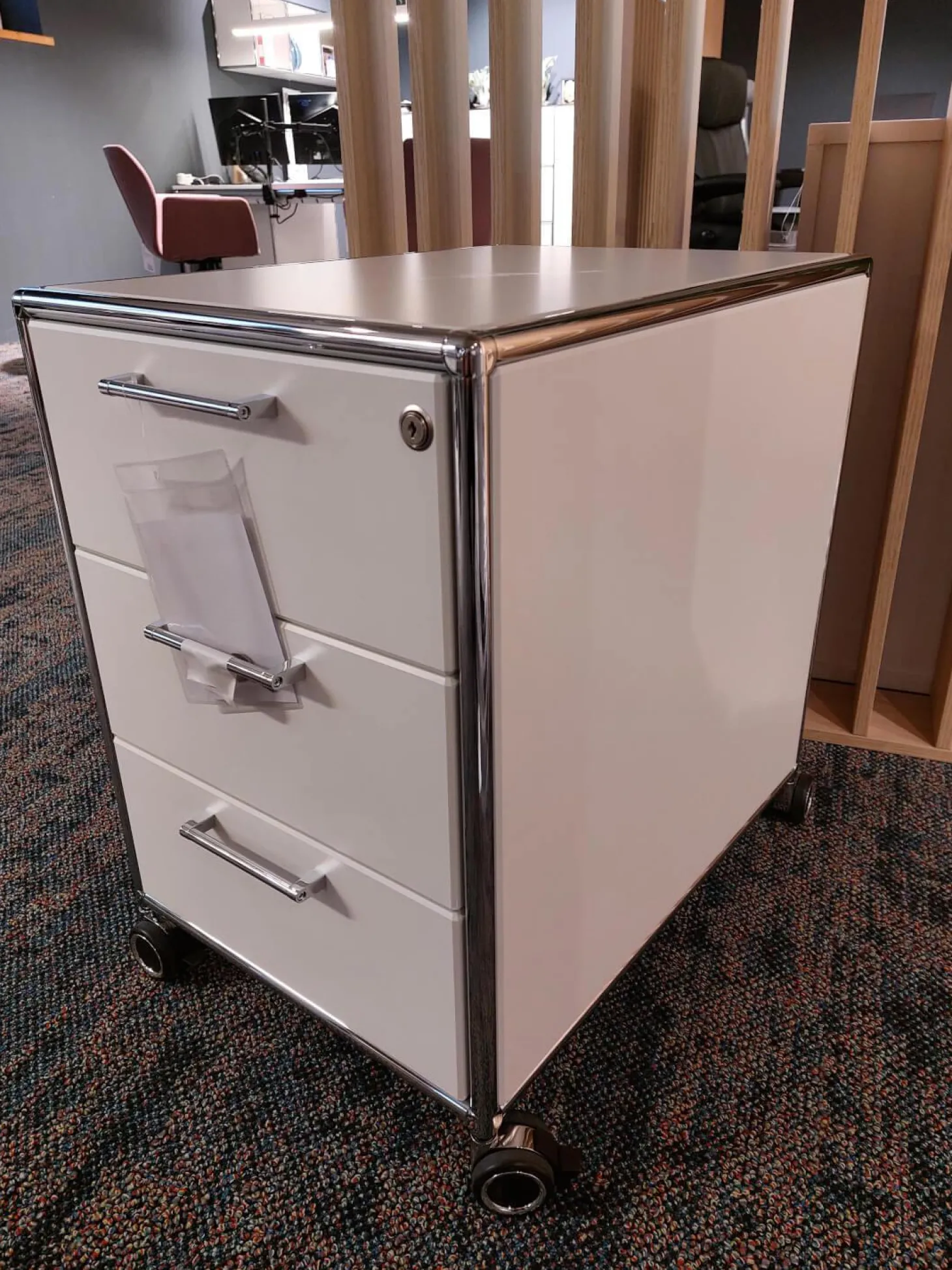 Rollcontainer Modul Space Melamin Weiß Metall Verchromt