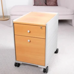 Rollcontainer Spatio Aluminium Natur Abdeckplatte Und Front Furnier Eiche Hell