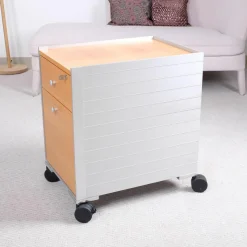 Rollcontainer Spatio Aluminium Natur Abdeckplatte Und Front Furnier Eiche Hell