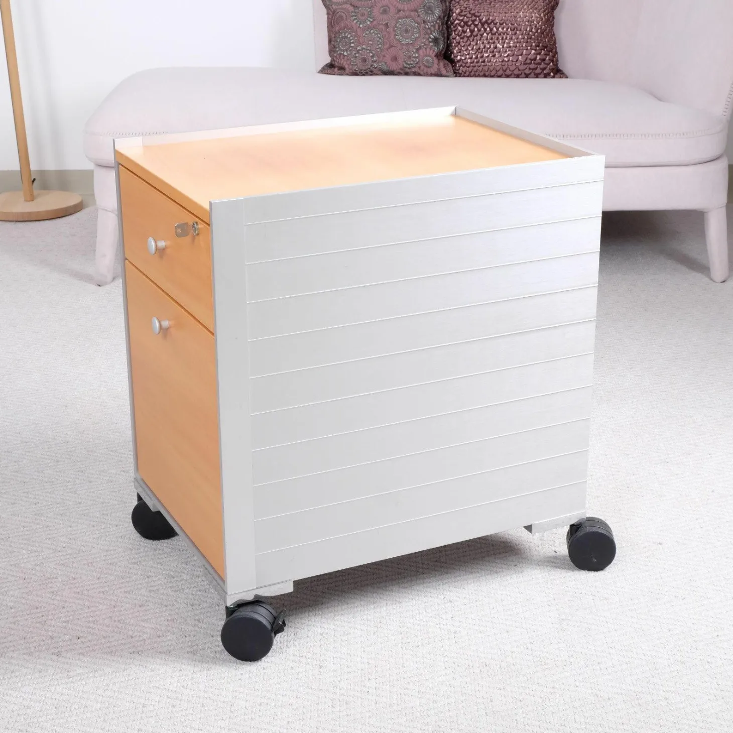 Rollcontainer Spatio Aluminium Natur Abdeckplatte Und Front Furnier Eiche Hell