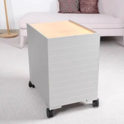 Rollcontainer Spatio Aluminium Natur Abdeckplatte Und Front Furnier Eiche Hell