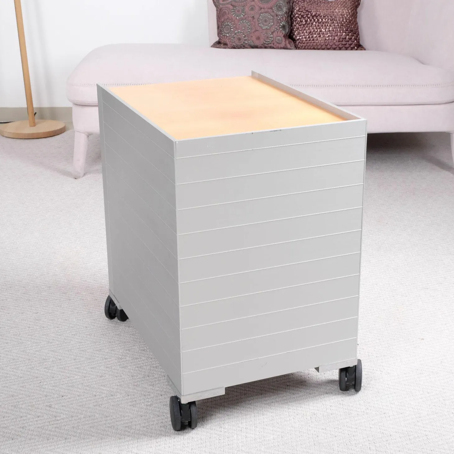 Rollcontainer Spatio Aluminium Natur Abdeckplatte Und Front Furnier Eiche Hell