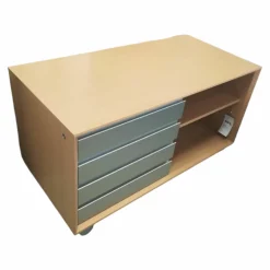 Rollcontainer Verso Front Aluminium Korpus Eiche Hell Offenes Fach Rechts