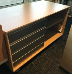 Rollcontainer Verso Front Aluminium Korpus Eiche Hell Offenes Fach Rechts