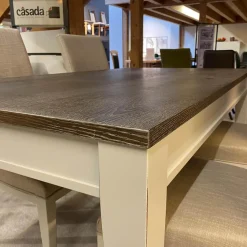 Romantica Esstisch Eiche Trüffel Gekalkt Mit Vier Stühlen Stoff Darwin Sand