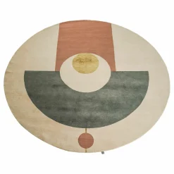 Runder Teppich Eternal Orb 250x250 Beige Grün Orange