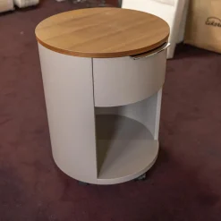 Rundkommode Conga Platte Nussbaum Furniert Korpus Basisfarbe Beige Grau Flachgriff 90 Chrom Glänzend Mit 5 Möbelrollen