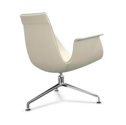 Schalensessel FK 6729 Kunststoff Weiß Gestell Alu Poliert