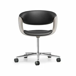 Schalensessel Lox Leder Congress Schwarz 251 Gestell Aluminium Hochglanz Poliert