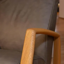 Schaukelsessel Dondolo Mit Hocker Leder Pisa 1224 Grigio Eiche Natur Geölt