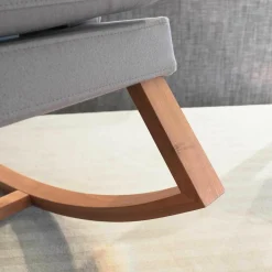 Schaukelsessel Tribeca Kavallerietuch Grau Braun mit Nackenkissen