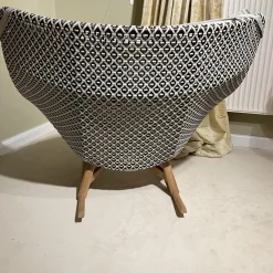 Schaukelstuhl Mbrace Stoff A 264 Cool Sage Grau Gestell Aluminium Füße Massivholz Teak Inklusive Beistelltisch