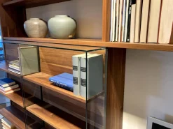 Schieberegal Cubus Holz Naturöl Schiebetür Klarglas