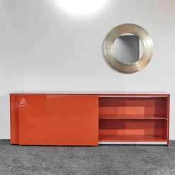 Schiebetüren-Sideboard Soma Lack Koralle Hochglanz Mit 2 Einlegeböde