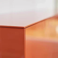 Schiebetüren-Sideboard Soma Lack Koralle Hochglanz Mit 2 Einlegeböde