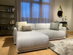 Schlafsofa Bente Stoff 092 Ecrue-Silber Grau mit Verstellfunktion