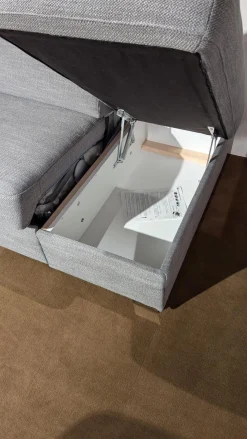 Schlafsofa Cleopatra Plus Stoff 2 6986 Grau Fuß Chrom Mit Verstellbarer Kopfstütze Und Aufklappbarem Hocker