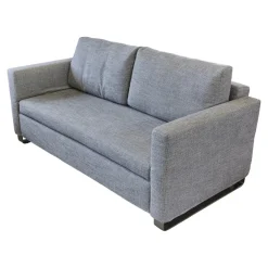 Schlafsofa Lazlo Stoff Mambo Hellgrau Kufe Edelstahl Gebürstet