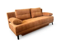 Schlafsofa Liam Stoff Cord Kupfer Braun Rot Füße Metall Schwarz Inklusive Bettkasten Und Kissen