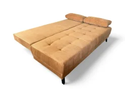 Schlafsofa Liam Stoff Cord Kupfer Braun Rot Füße Metall Schwarz Inklusive Bettkasten Und Kissen