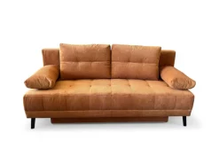 Schlafsofa Liam Stoff Cord Kupfer Braun Rot Füße Metall Schwarz Inklusive Bettkasten Und Kissen