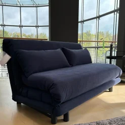 Schlafsofa Multy Stoff Amalfi Dark Blue Blau Gestell Anthrazit Mit Polyäthermatratze Und 2 Großen Kissen