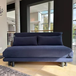 Schlafsofa Multy Stoff Amalfi Dark Blue Blau Gestell Anthrazit Mit Polyäthermatratze Und 2 Großen Kissen