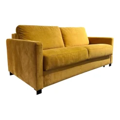 Schlafsofa Nuoro Stoff 10 7010 Gelb Winkelfuß Metall Verchromt 347 Mit Gelformmatratze