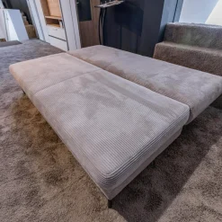 Schlafsofa Querschläfer Salema Bezug Stoff Baltimore Silber Grau Metallfuß Schwarz Mit Kissen